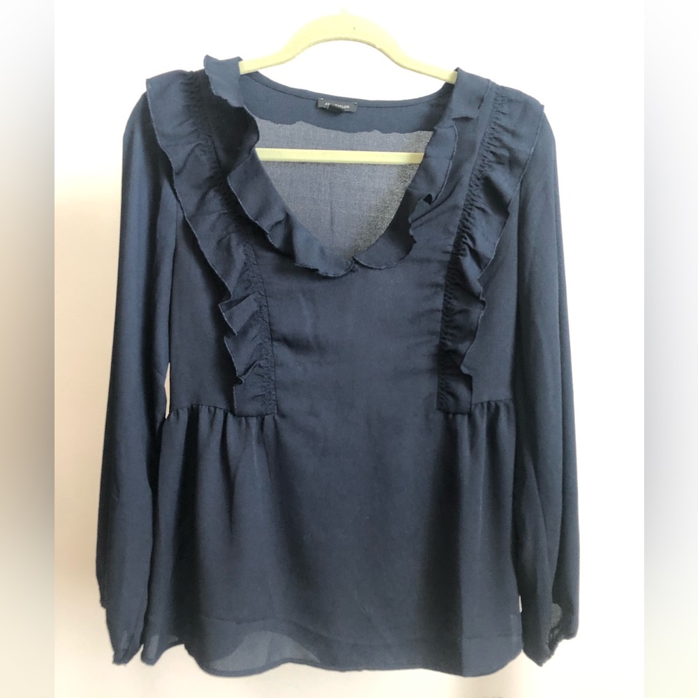 Ann Taylor sheer navy blouse